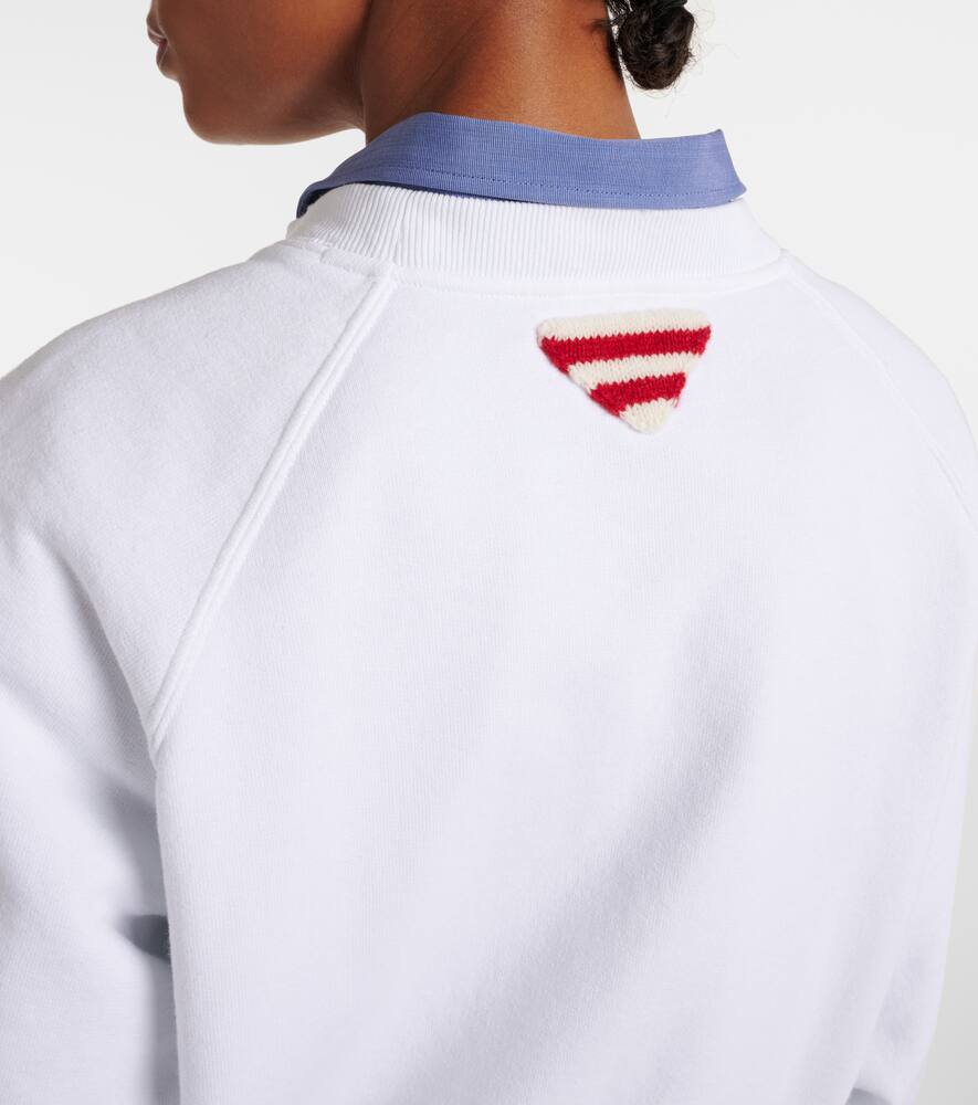 Prada Logo Print Crewneck Sweatshirt In Weiss