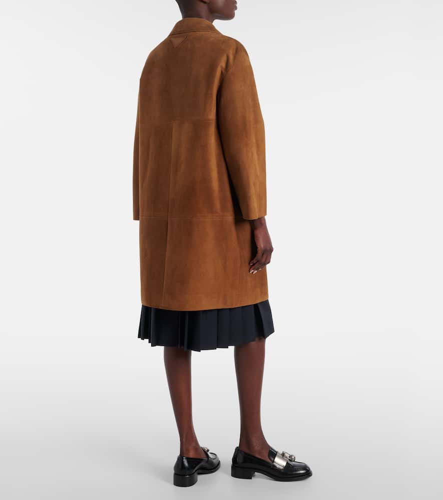 Prada Mantel Aus Veloursleder In Braun