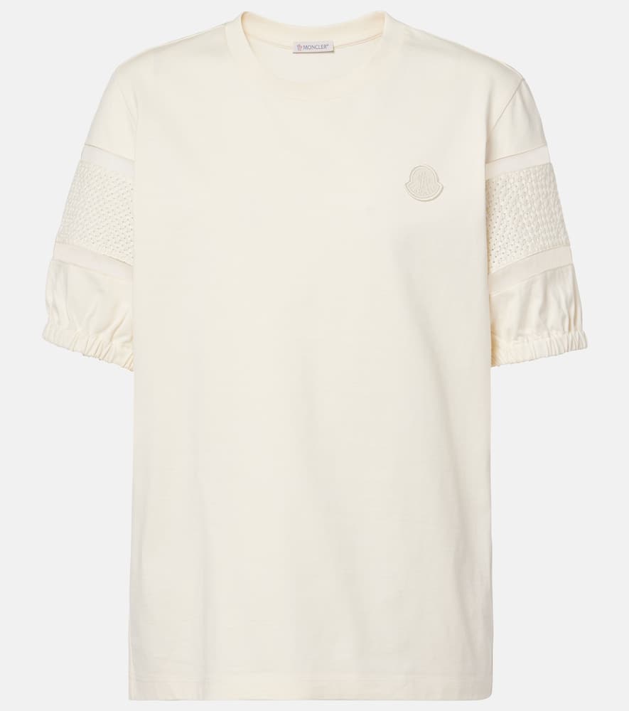 Moncler Lace-trimmed Cotton T-shirt In 034 - White