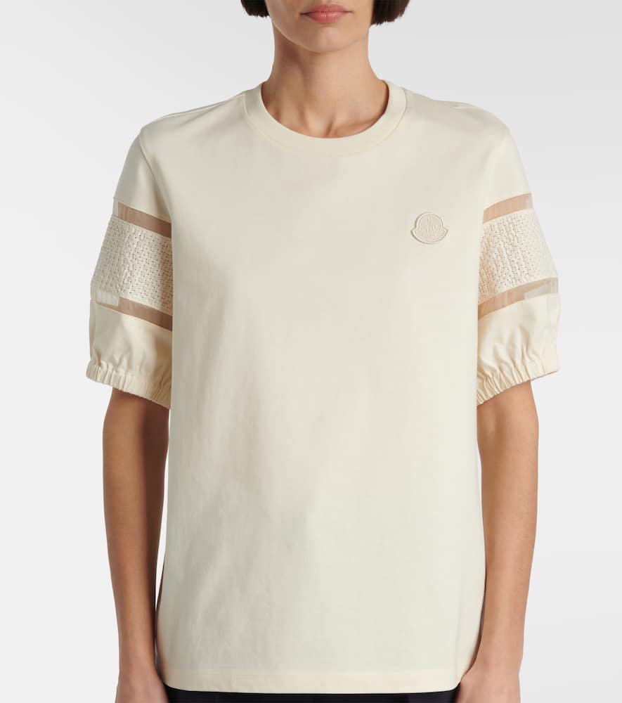 Moncler Lace-trimmed Cotton T-shirt In 034 - White