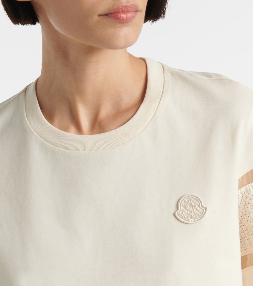 Moncler Lace-trimmed Cotton T-shirt In 034 - White