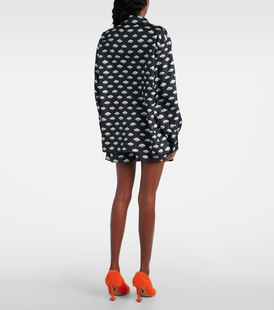 Loewe Clouds Silk Twill Shirt In Navy/blue