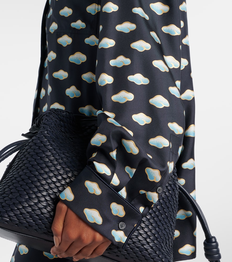 Loewe Clouds Silk Twill Shirt In Navy/blue
