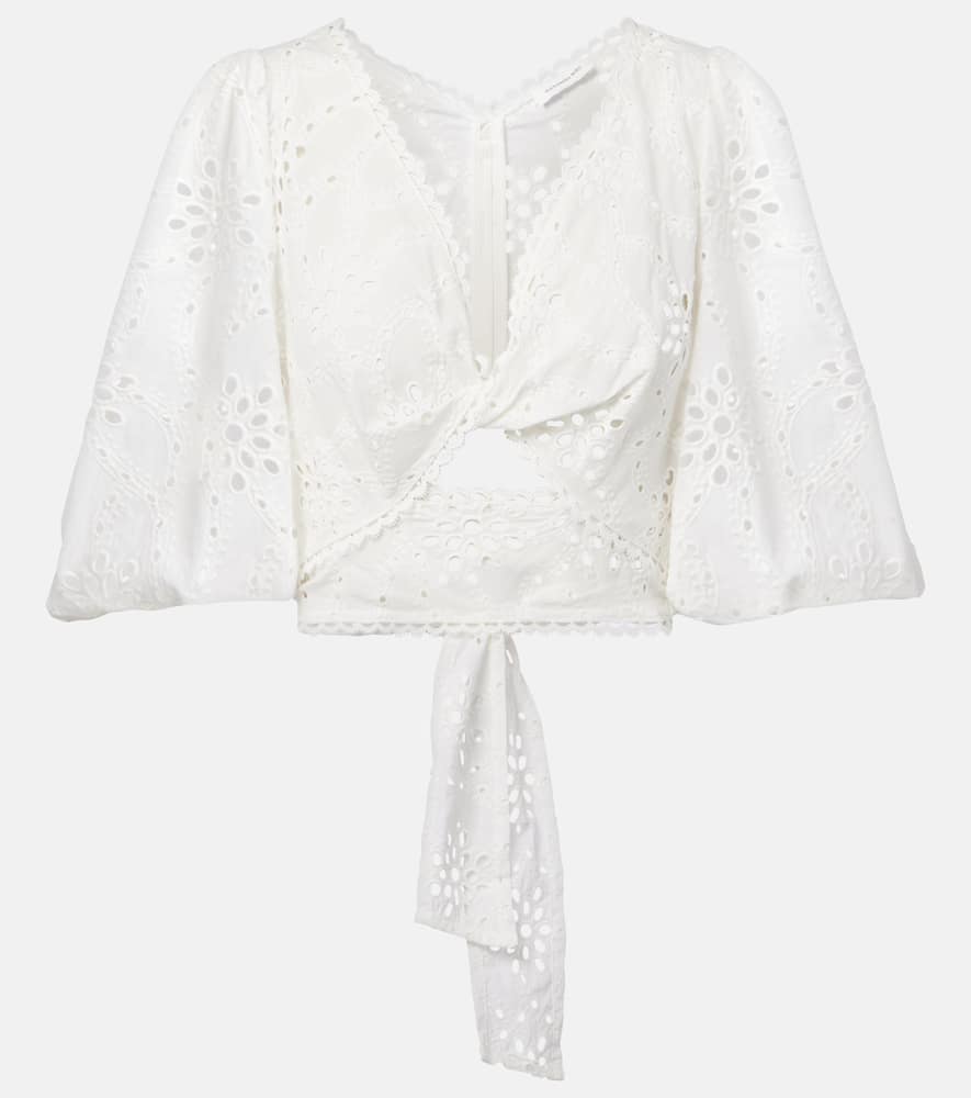 Broderie anglaise cotton crop top