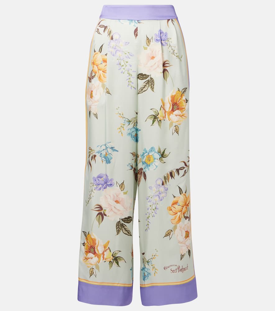 Floral twill palazzo pants