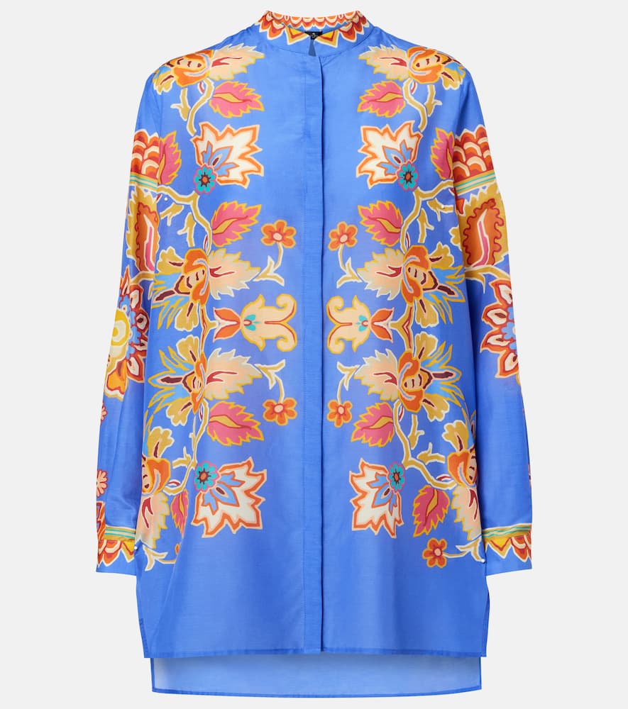 Floral cotton and silk shirt