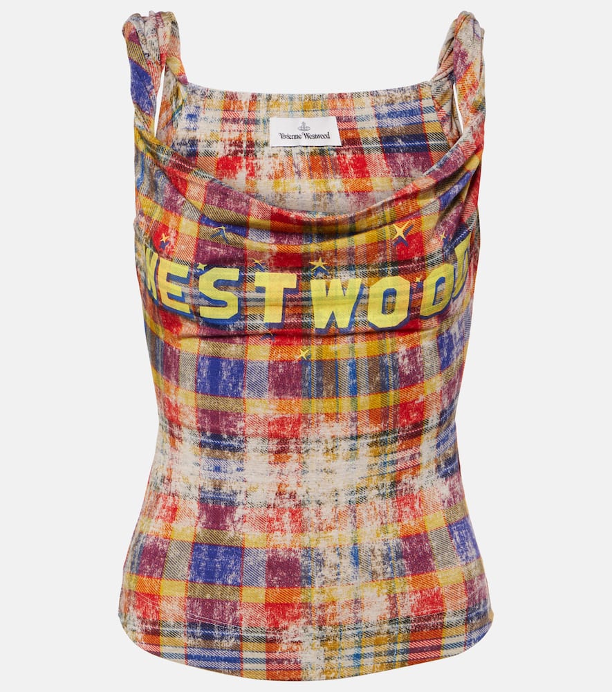 Anna logo tartan jersey top