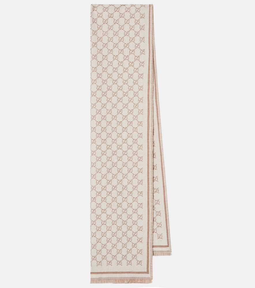 Gucci Women's Beige Gg Wool-Blend Jacquard Scarf