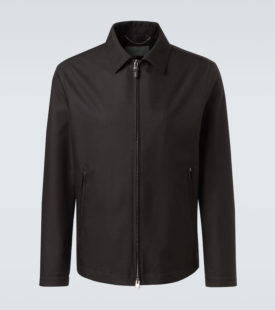 Leather-trimmed jacket
