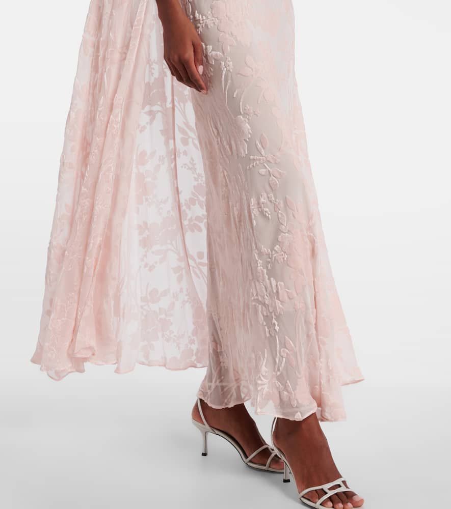 Rodarte Caped Velvet Devoré Gown In Pink