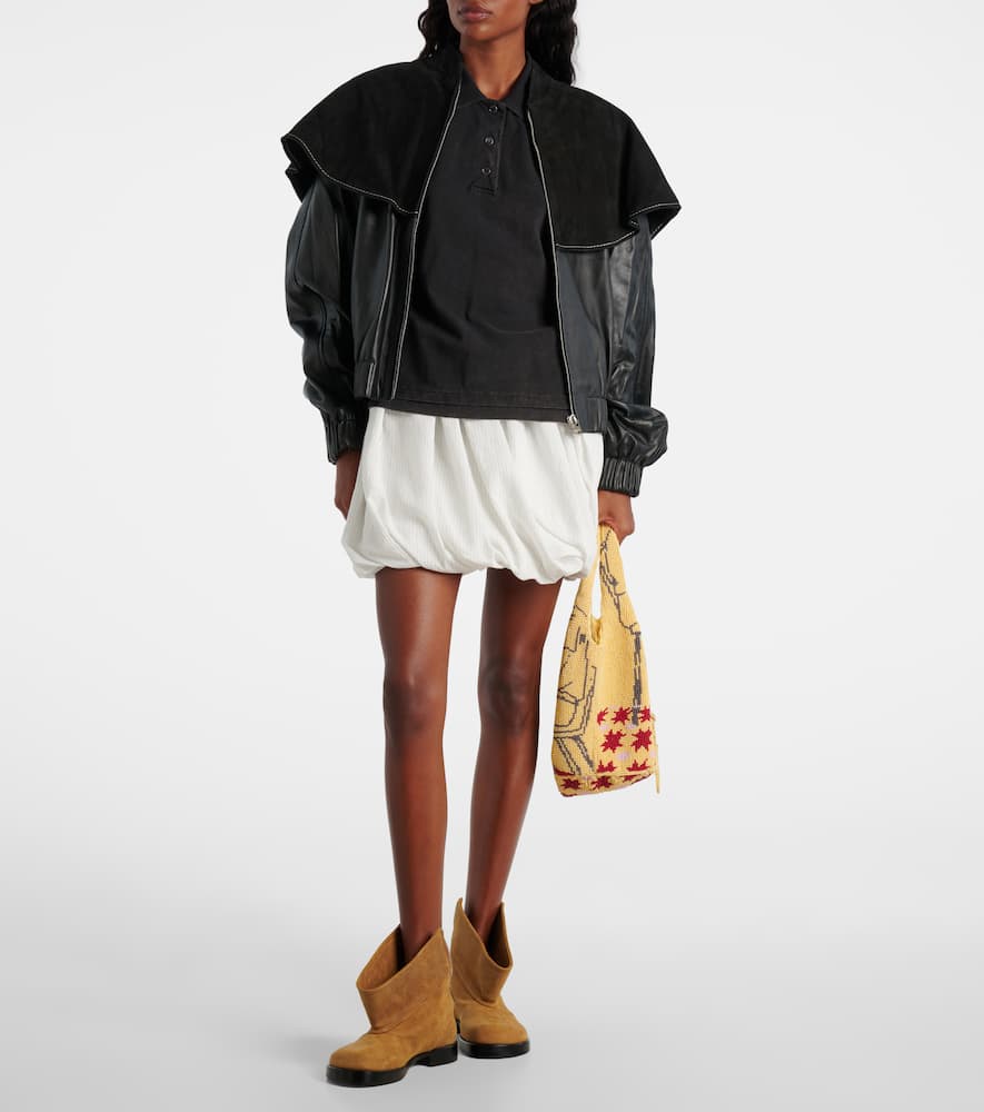 Jw Anderson Oversized-collar Leather Bomber Jacket In Black