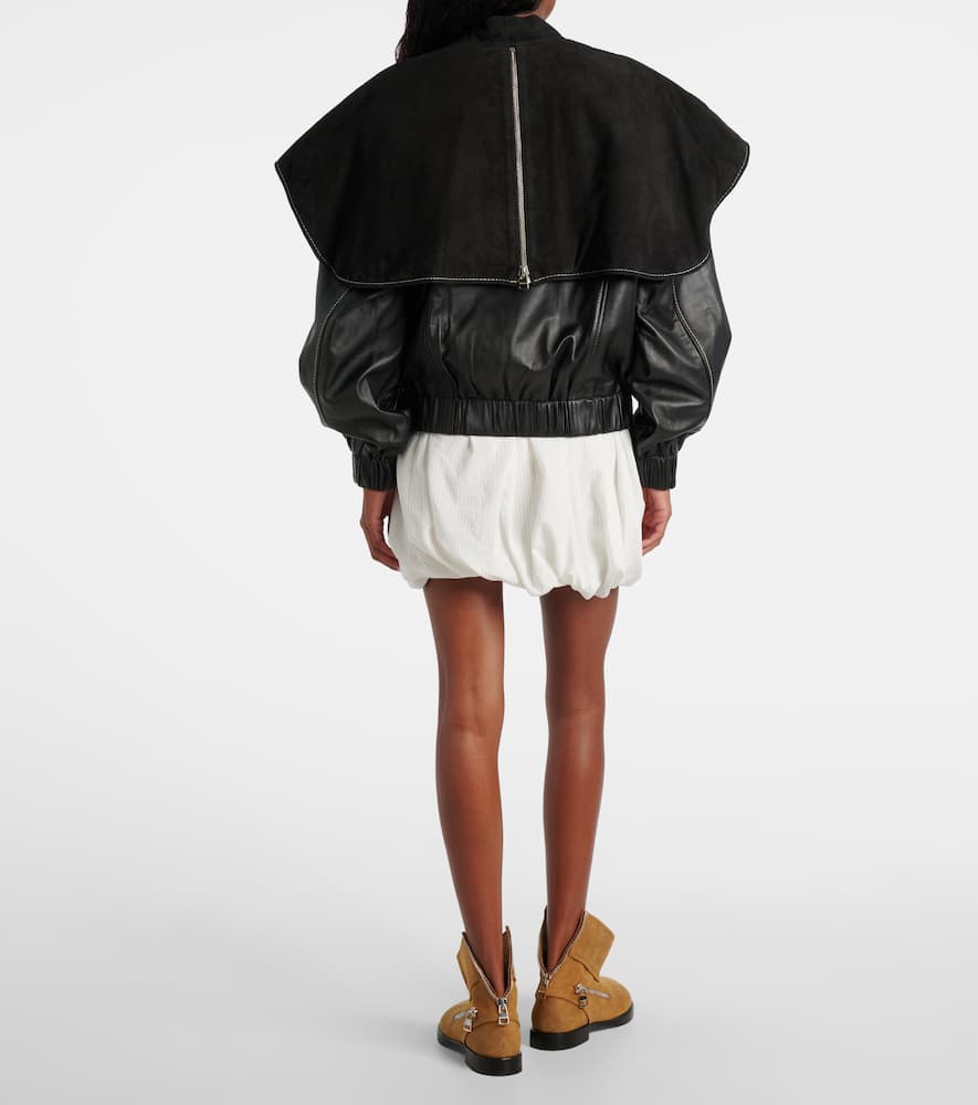 Jw Anderson Oversized-collar Leather Bomber Jacket In Black