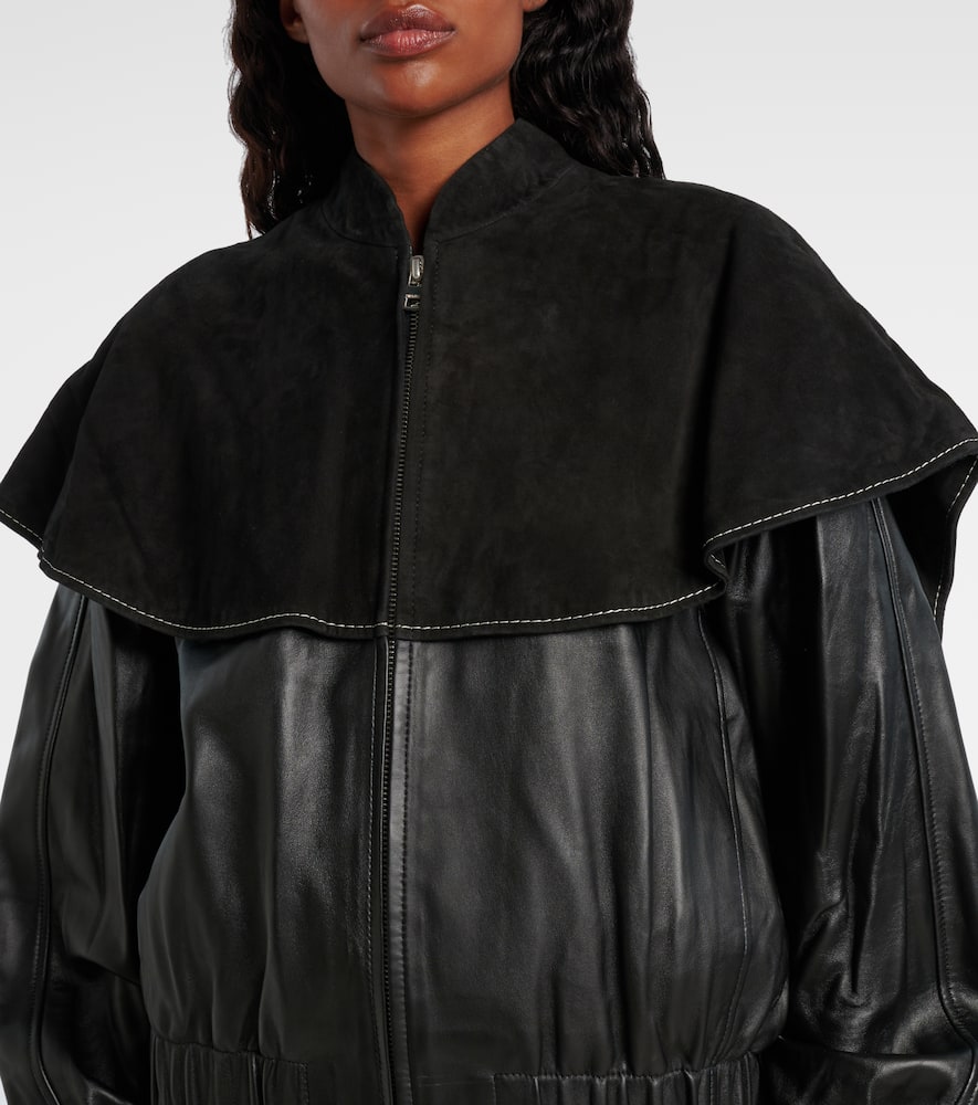 Jw Anderson Oversized-collar Leather Bomber Jacket In Black