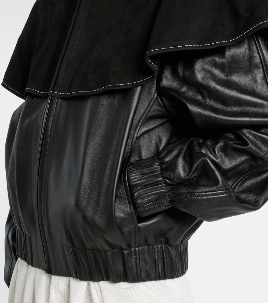 Jw Anderson Oversized-collar Leather Bomber Jacket In Black