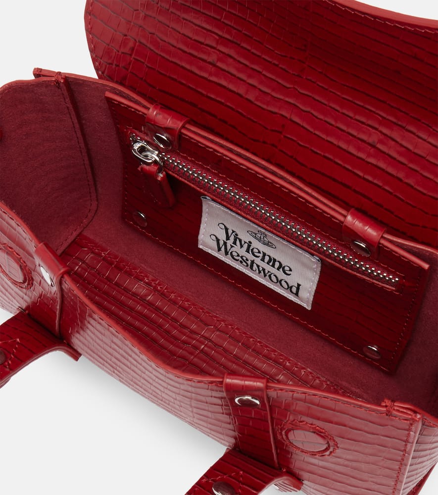 Vivienne Westwood Bettina Mini Croc-effect Leather Tote Bag In Red