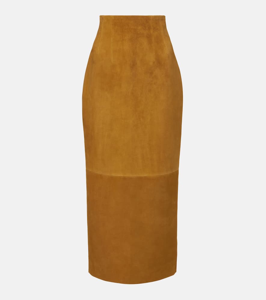 Khaite Loxley Suede Maxi Skirt In Yellow