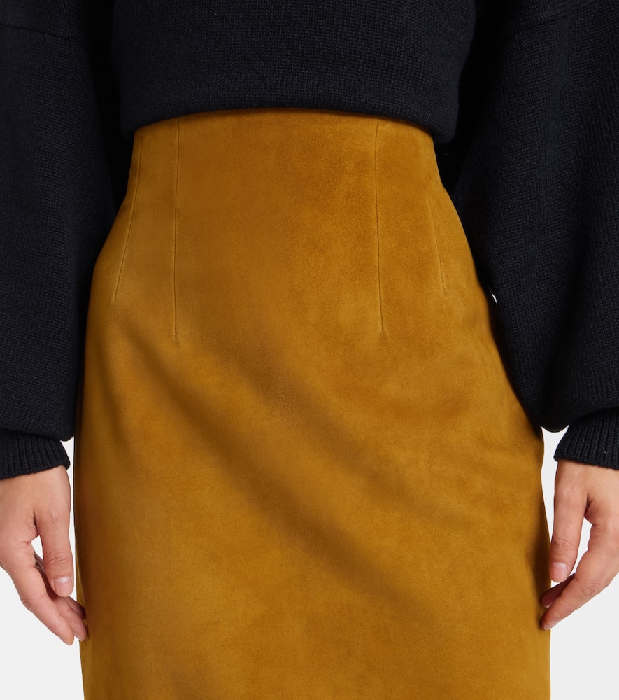 Khaite Loxley Long Pencil Leather Skirt In Yellow