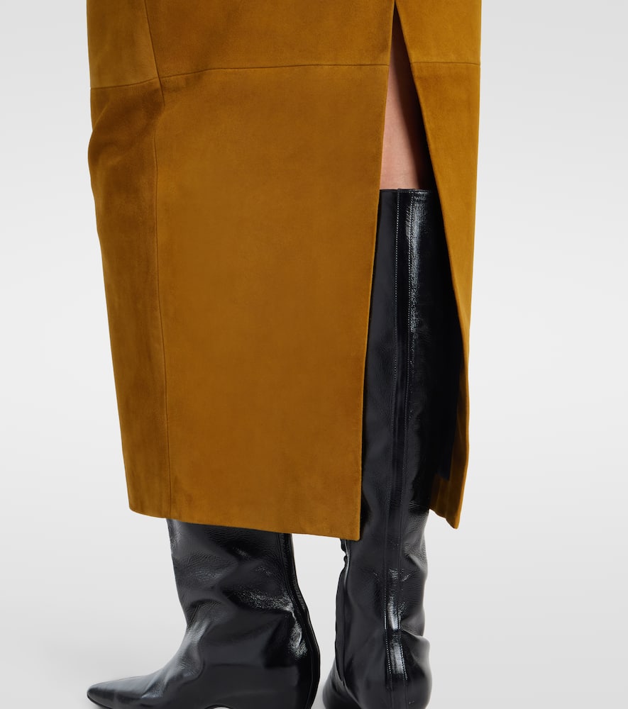 Khaite Loxley Long Pencil Leather Skirt In Yellow