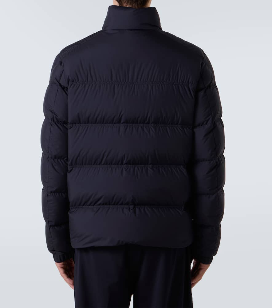 Moncler Puffer Jacket With High Collar And Quilted Design In Blue
