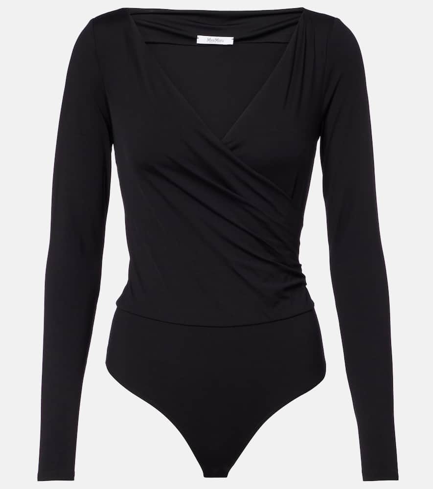 Max Mara Cicaldi Wrap Bodysuit In Black