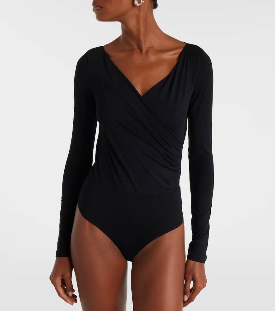 Max Mara Cicaldi Wrap Bodysuit In Black