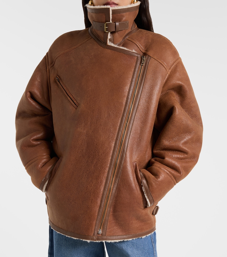  Isabel Marant Isabel Marant Adelina Shearling-trimmed Leather Jacket 
