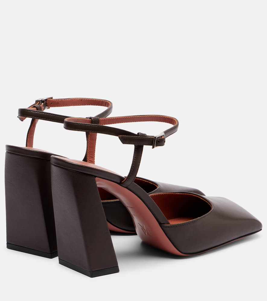 Amina Muaddi Charlotte 95 Leather Pumps In Brown
