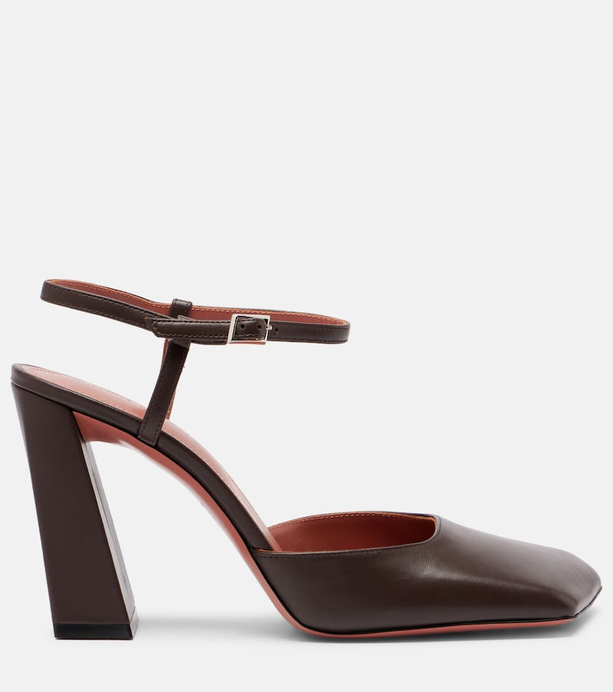 Amina Muaddi Charlotte 95 Leather Pumps In Brown