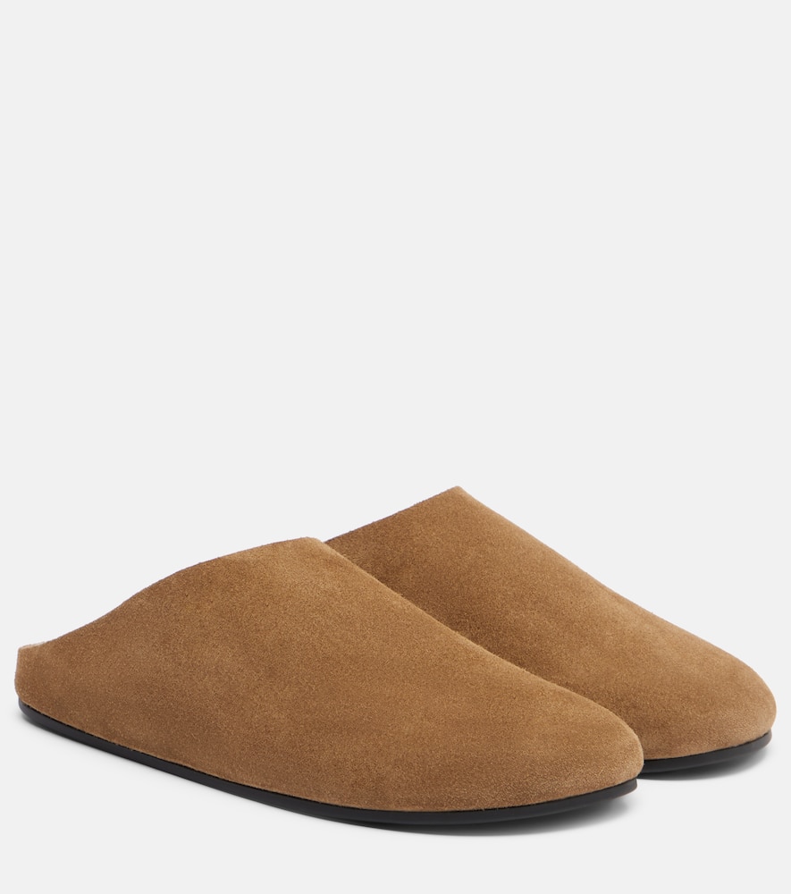 The Row Hudson Suede Mules In Brown