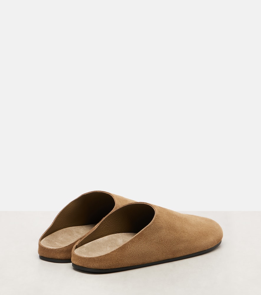 The Row Beige Hudson Suede Slide Loafers In Brown