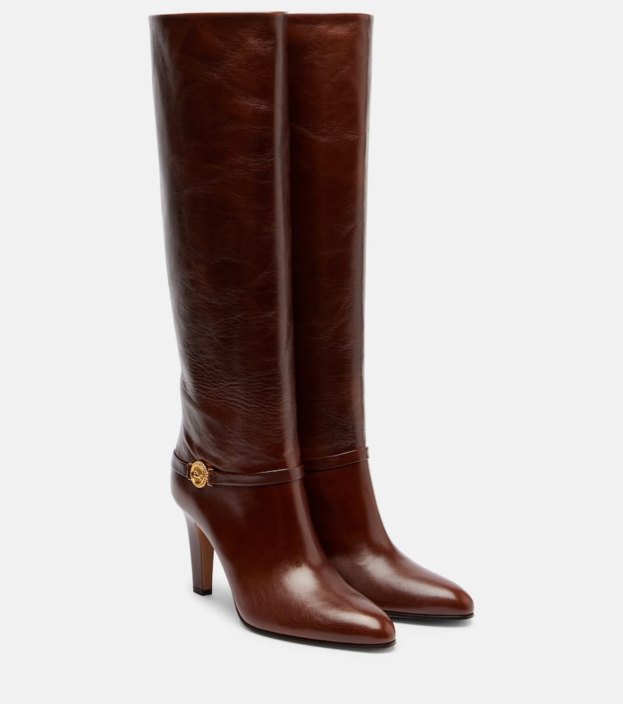 Chloé Eve 85 Embellished Leather Knee-high Boots In Brown