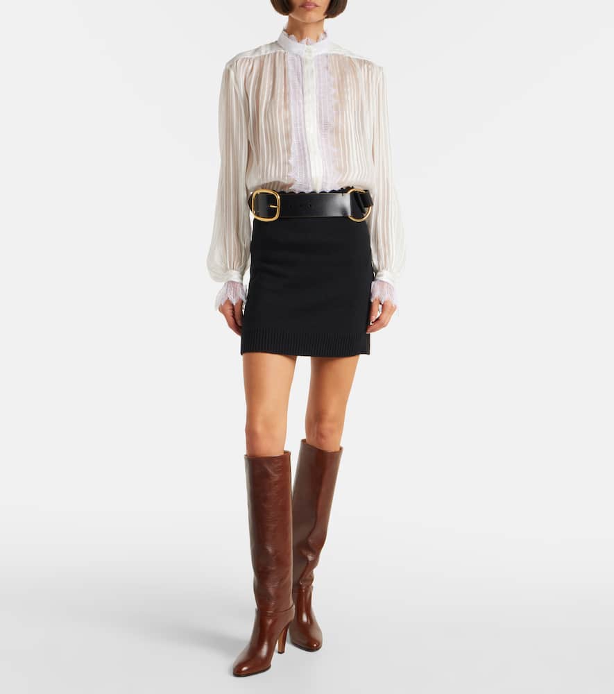 Chloé Eve 85 Embellished Leather Knee-high Boots In Brown