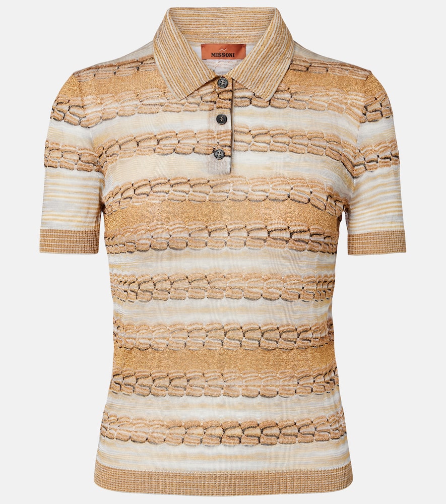 Missoni Lamé Polo Shirt In Gold