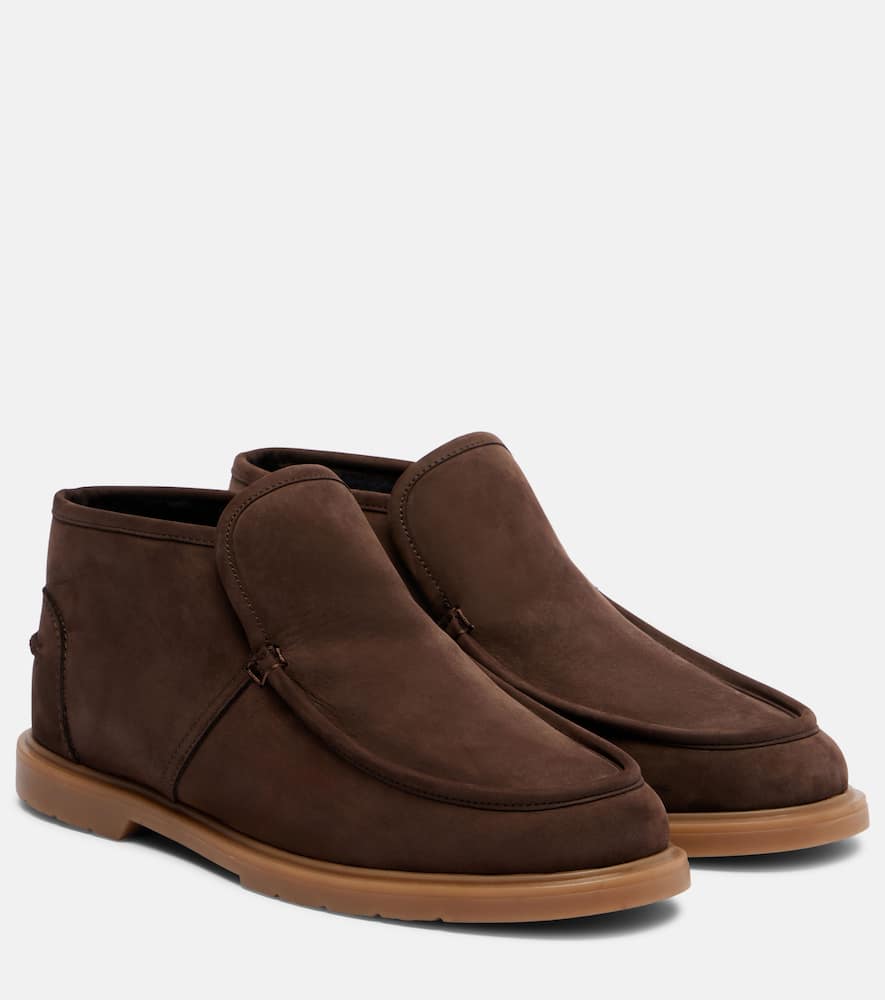 Yves Salomon Shearling-lined Suede Ankle Boots In Brown