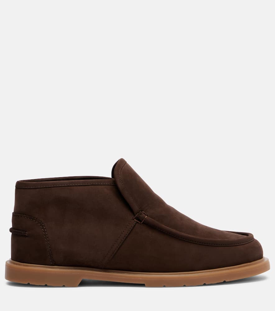 Yves Salomon Shearling-lined Suede Ankle Boots In Brown