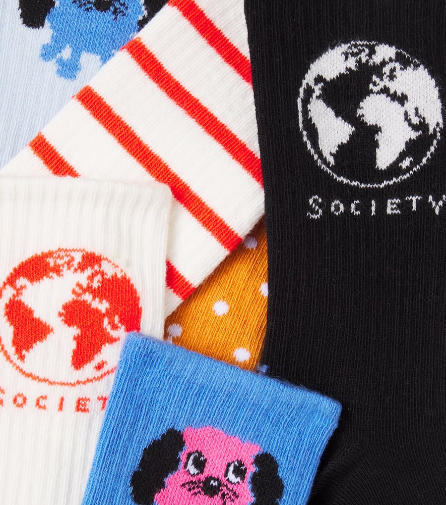 Mini Rodini Set Of 7 Printed Cotton-blend Socks In Multi