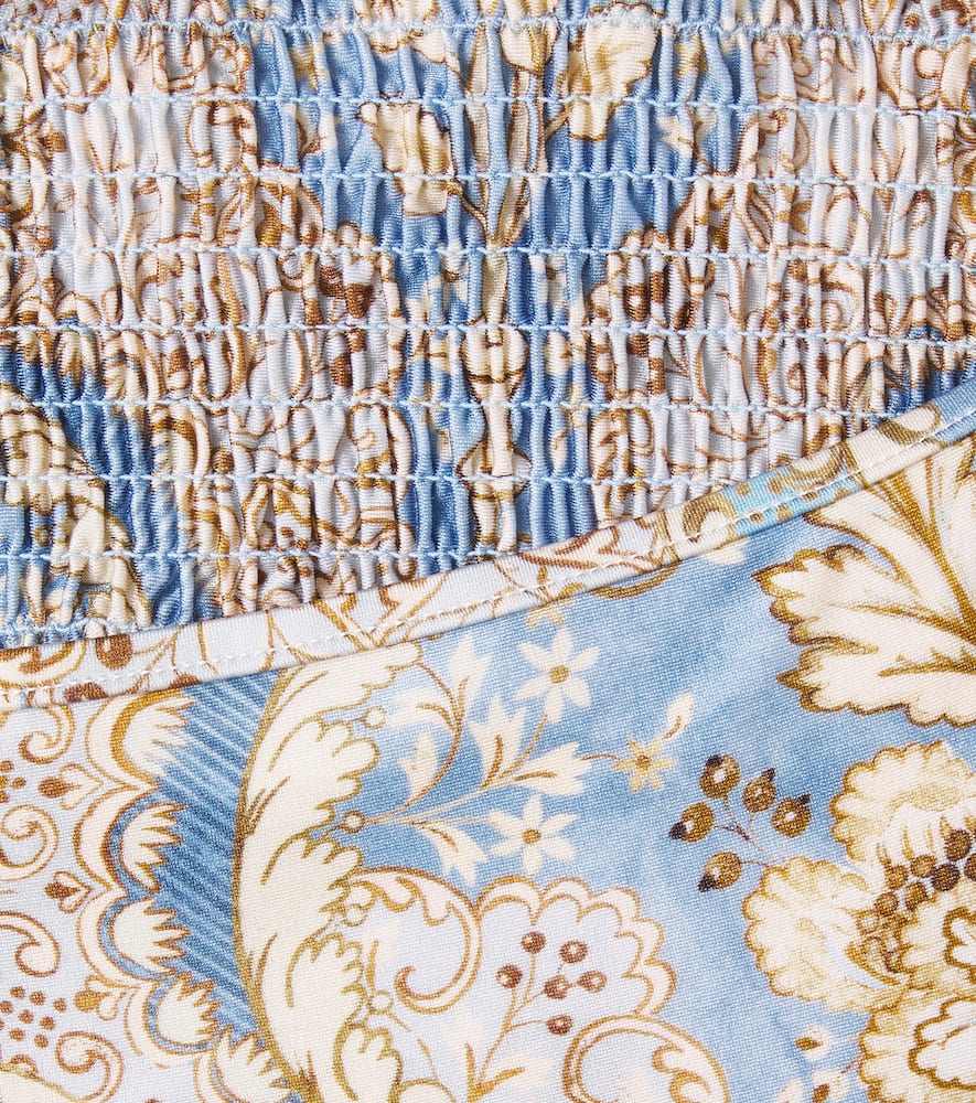 Zimmermann Printed Shirred Bikini In Multi