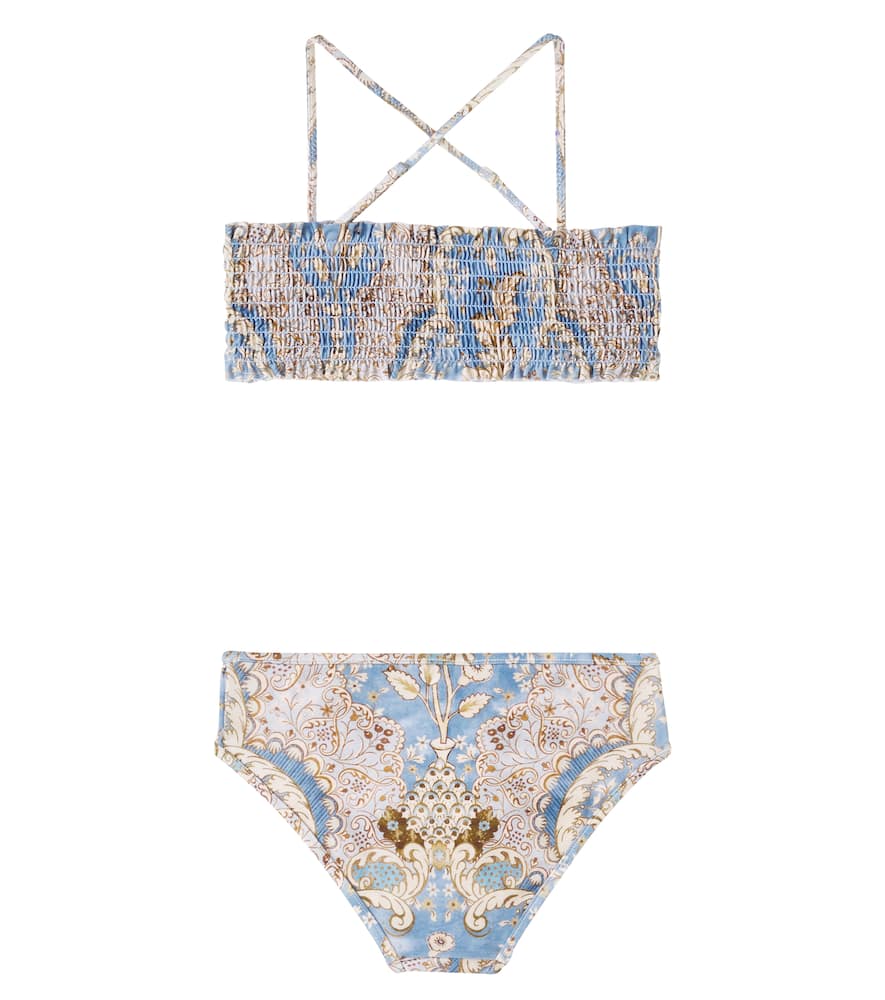 Zimmermann Printed Shirred Bikini In Multi