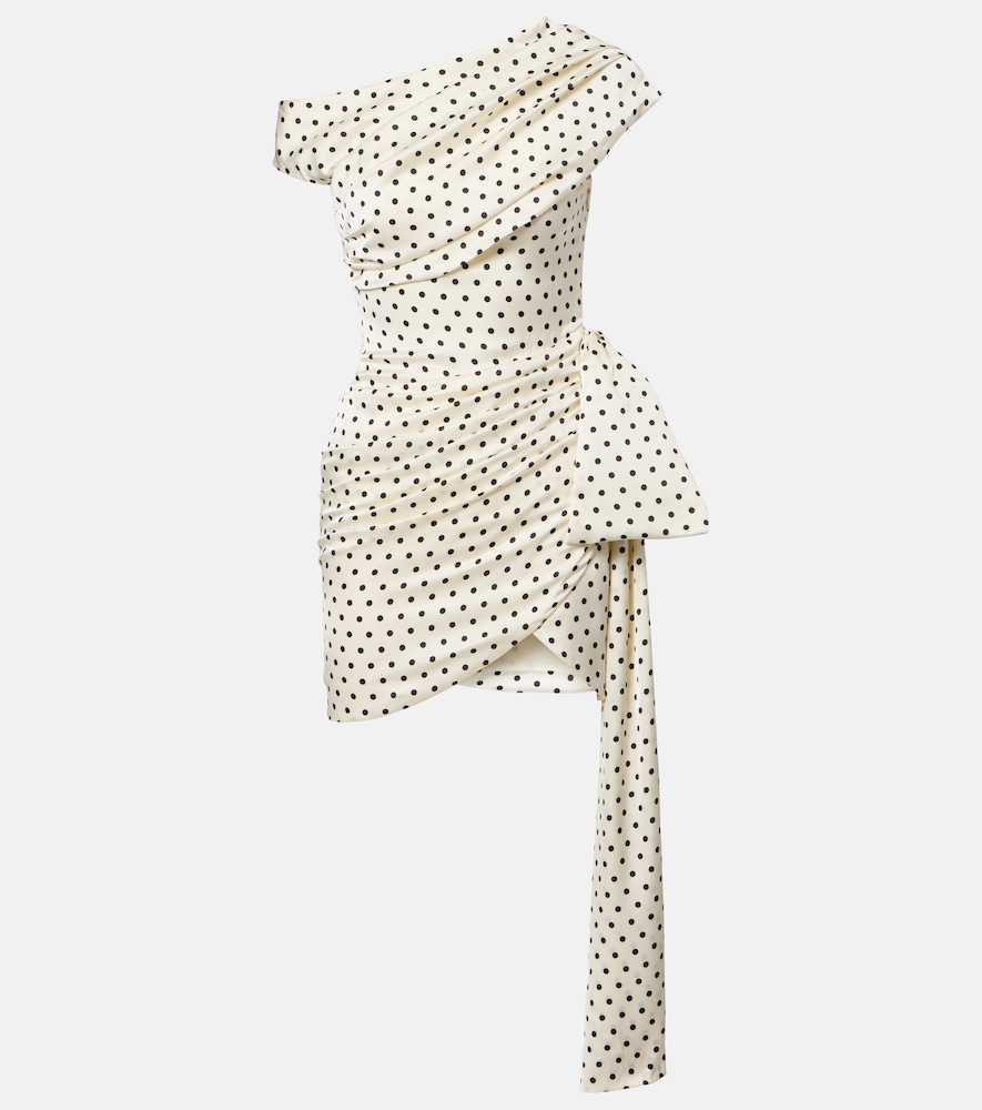 Self-Portrait Women's White Polka-Dot Asymmetric Draped Minidress UK Size 16 - Mytheresa