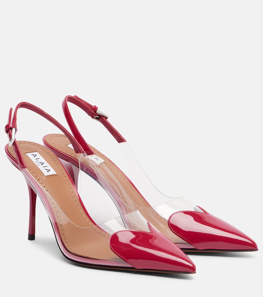 Alaïa Le Caur 90 Patent Leather Slingback Pumps In Red
