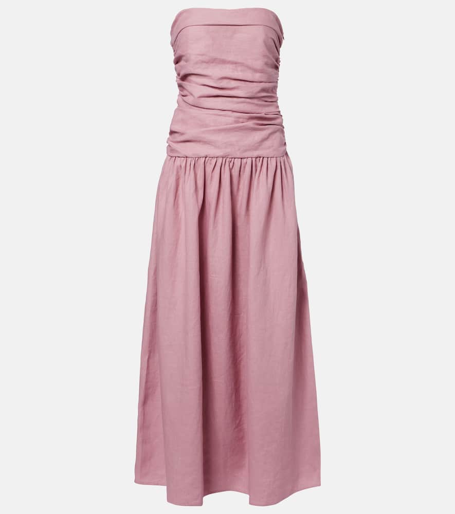 Faithfull Sacha Strapless Linen Maxi Dress In Pink