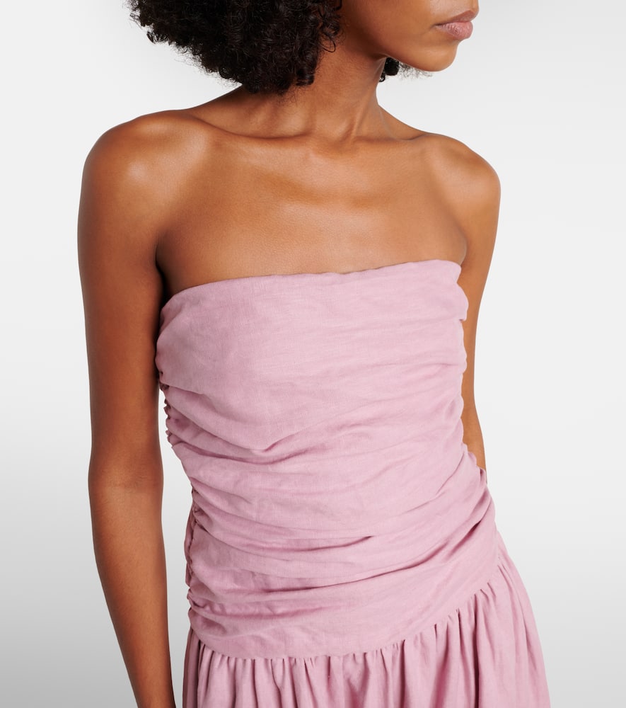 Faithfull Sacha Strapless Linen Maxi Dress In Pink