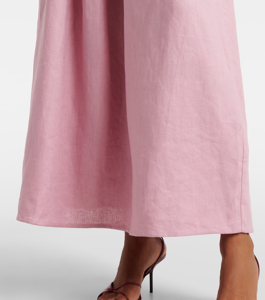 Faithfull Sacha Strapless Linen Maxi Dress In Pink
