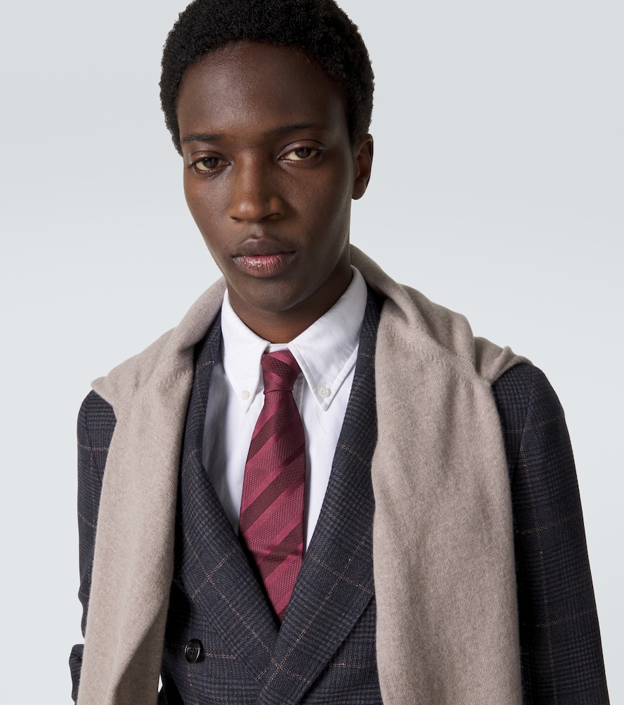  Brunello Cucinelli Brunello Cucinelli Striped Silk Tie 