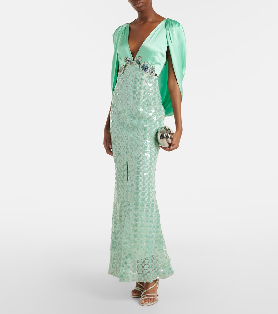 aurora misty green twilight blossom embellished midi dress Signature Wrap Dress in Sage Blossom – Jennafer Grace main image 0