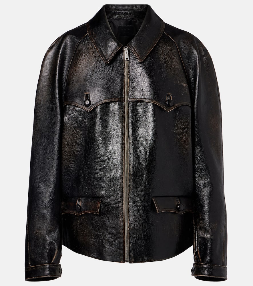 Prada Leather Jacket In Black