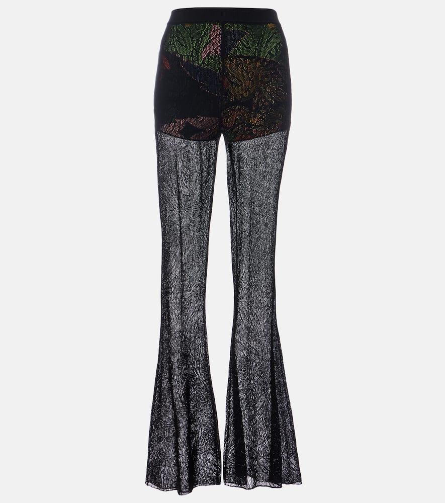 Etro Cotton Lace Flared Pants In Multi