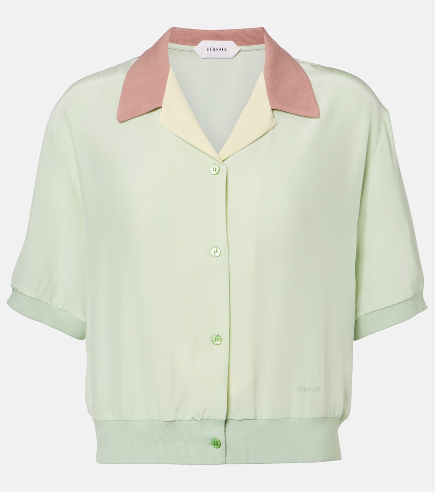 Versace Cropped silk poplin shirt