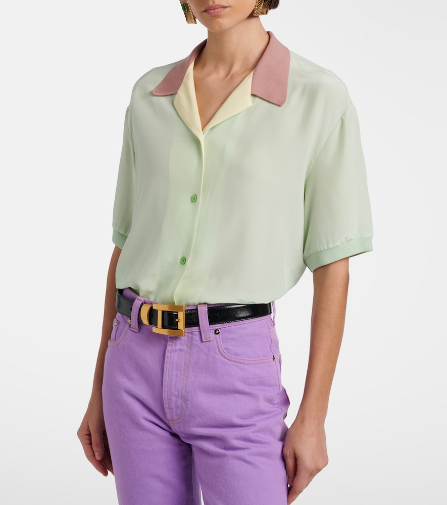  Versace Versace Cropped Silk Poplin Shirt 