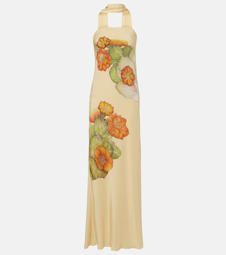 Rodarte Scarf-detail floral silk crêpe gown